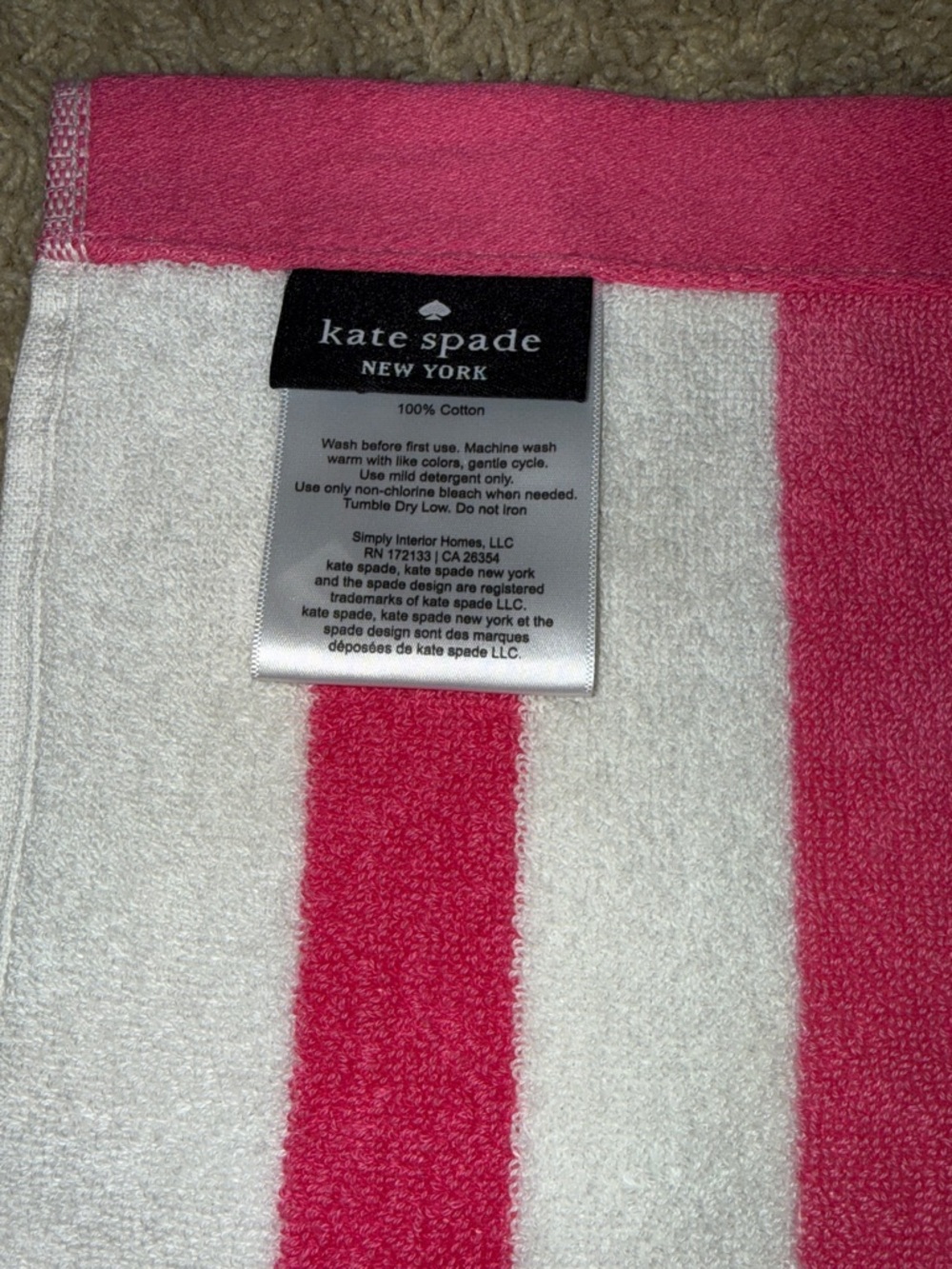 kate spade Pink and White Striped Beach Towel - Picture 4 of 13